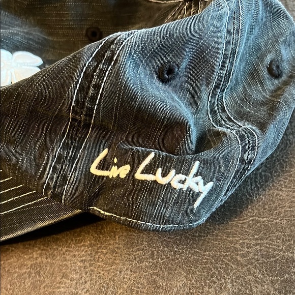 Black coverBlack Denim Hat with White Embroidery - Picture 2 of 4